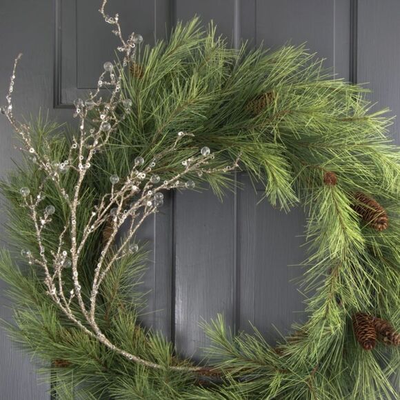 NWT New Direct Import 42" Platinum Silver Metallic Sequin Beaded Jewel Branches - Picture 2 of 12